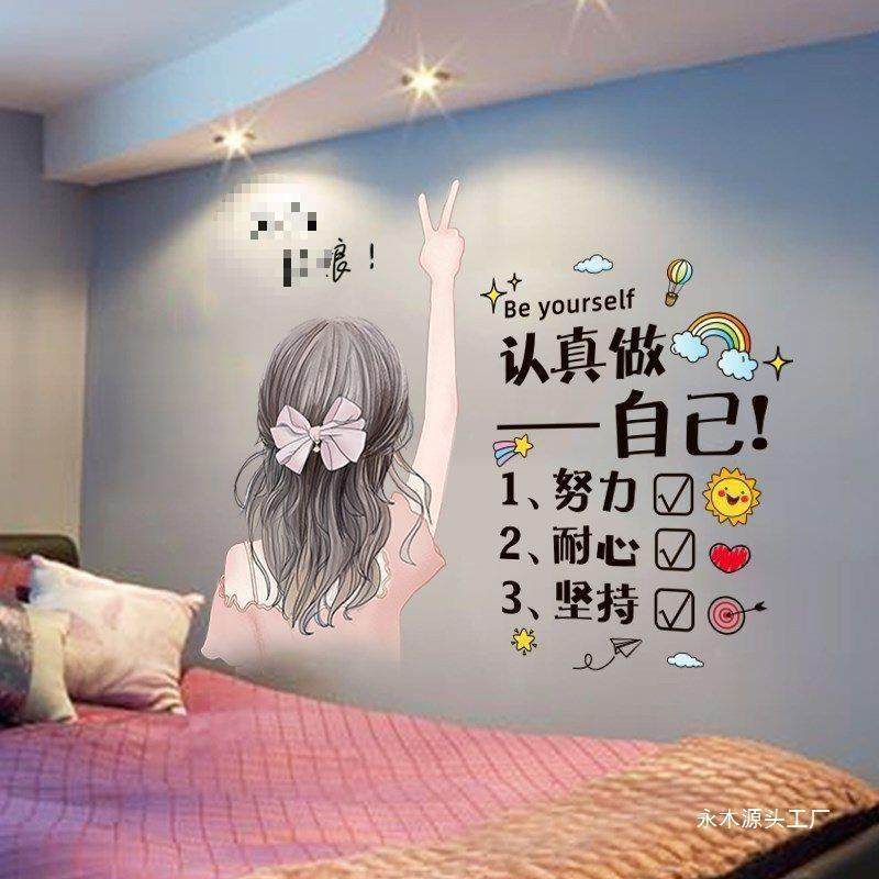 贴画墙贴挡遮房54510013壁纸女生宿用舍女孩小间改造品出租屋造改