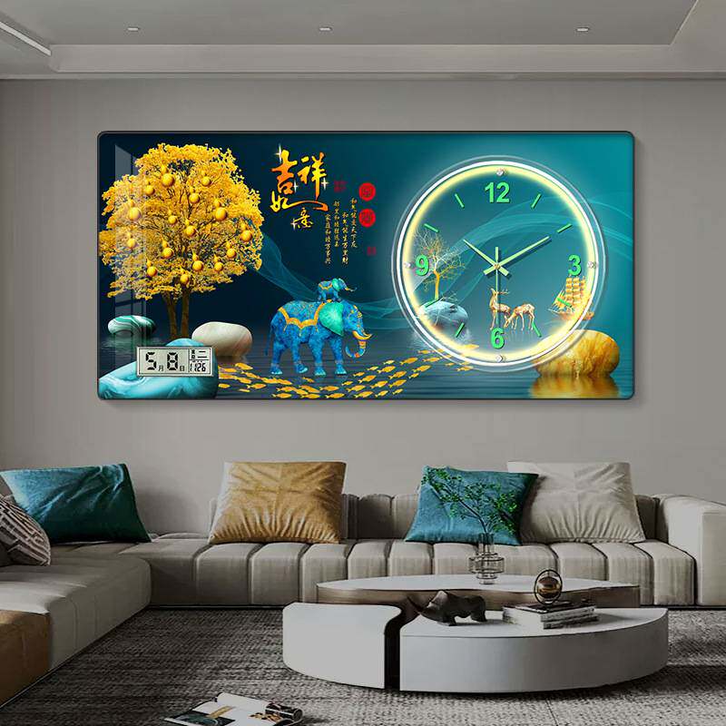 现代简约装饰画挂钟玄关装饰画钟表客厅走廊过道墙画挂钟网红钟