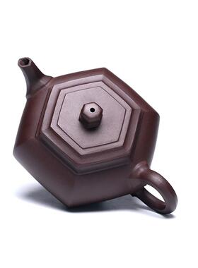 宜兴厂c家紫老砂壶名家纯全手工原矿紫59604泥大彬茶六方大茶壶具