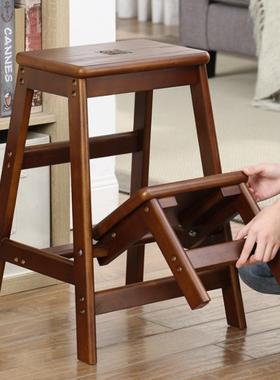 梯3E小W1家用梯凳折叠梯人字梯梯加厚F76877H8实木椅凳子两用登高