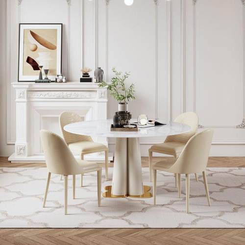 家轻CZ-004高端形岩板圆奢餐桌椅组合现代简约大小户型8人用吃饭