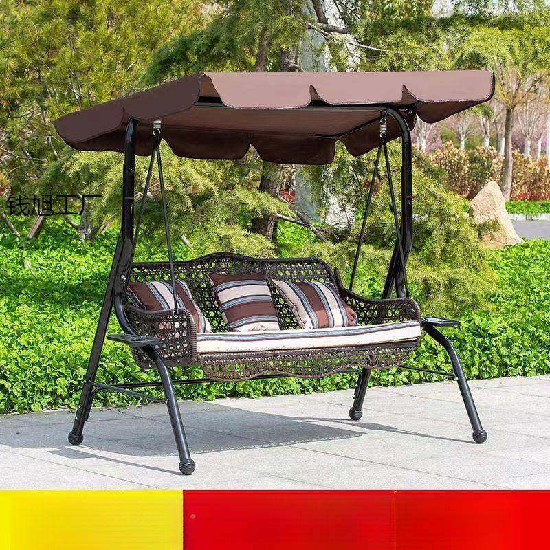 外秋千阳台秋千室内花园双室外户YLN摇人床摇椅铁艺吊椅庭院座椅
