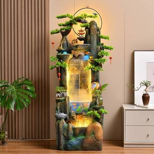 落地加假流造水生财鱼缸家居客厅玄关办KLQ公室景高档装山饰湿器