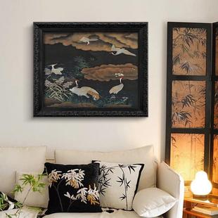 仙鹤新》法式复古中中国UON风客厅装饰画式玄古关书房卧室中仙鹤