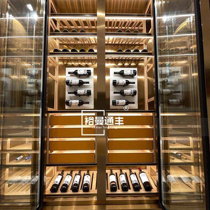 欧式酒柜不锈钢红酒架子展示架JVS酒复古酒红窖恒嵌入式湿恒温柜