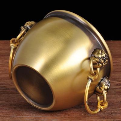 财T001101铜工缸双耳狮头面故宫缸铜摆件光缸聚宝盆招摆件家居艺
