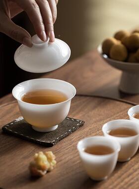 思陶新款羊玉冰种29510脂二才元宝盖碗高档用陶瓷薄胎不烫手泡家