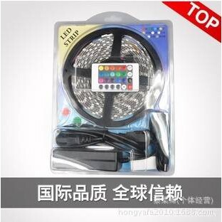 厂家直销5050led RGB七彩色防水装饰灯带灯条300灯 24键套装