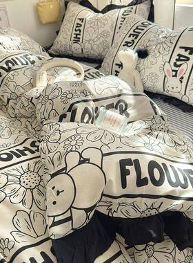 225春季新款法式赫本风边水洗棉件印花0四2025010套韩式花小清新