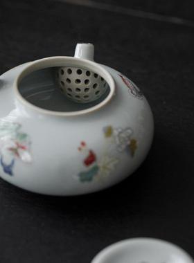 仿陶瓷侧把壶39931古文人器桃胡木手柄手执品壶家用小泡茶壶