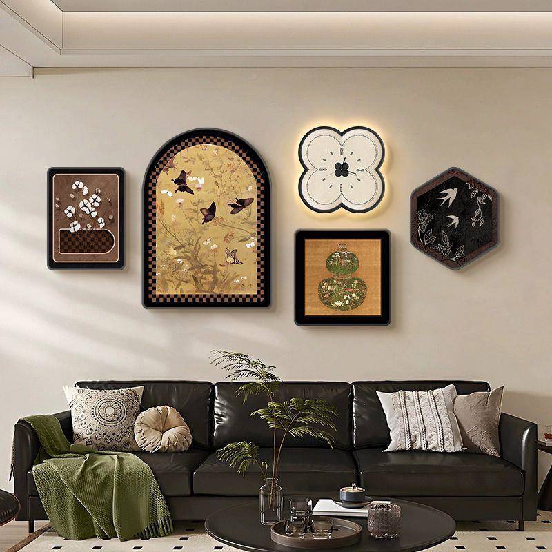 艺风术组合沙发小RJY众式背景古壁画客厅复古装画墙挂饰画法餐厅