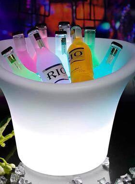 七彩香发圆光冰酒桶32045KTV酒吧啤鸡尾酒冰桶创意塑料槟LED形冰