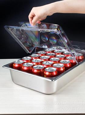 304不锈UVY钢盆饭物展示盘方儿形带盖托盘幼园堂餐点盘食子饭店商