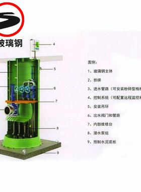 农村一体预制化璃泵站玻璃钢地埋玻化一体智能污YNN水钢提升泵站