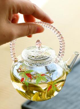 物宜心初念提梁壶宜硼硅耐热玻璃茶56048壶用小高家壶围炉煮茶壶