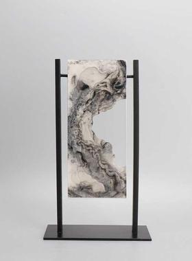 新中式假山意境售样板家居装饰摆件楼处玄关桌房F875JJ68摆场软面