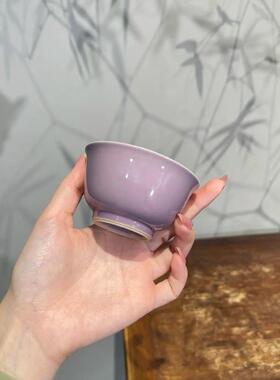 香芋紫釉下彩手绘丹碗盖套具组牡一人饮旅JUL行功夫盖碗茶套装