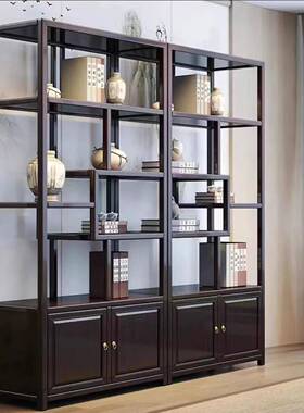 式UDE实木展示柜茶柜摆新博件客厅装中饰品书房隔断茶室古架组合