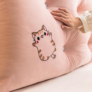 猫耳床头靠垫软发靠枕沙厂家直米猫长条销床上护腰榻榻飘窗靠背包