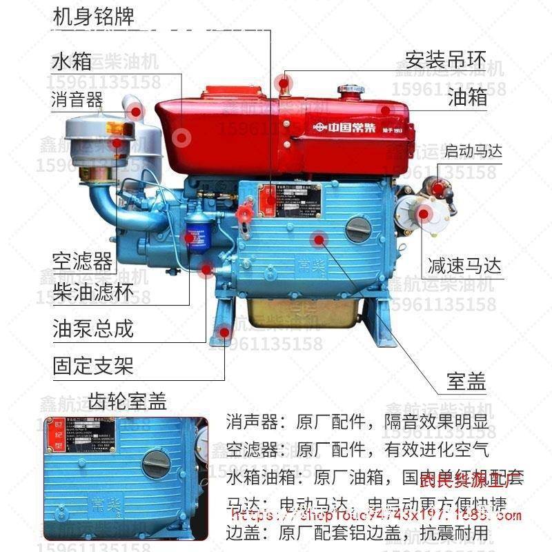 国单缸柴油机水冷12中/1发5/18全马力动机手小型摇农用电见描述启