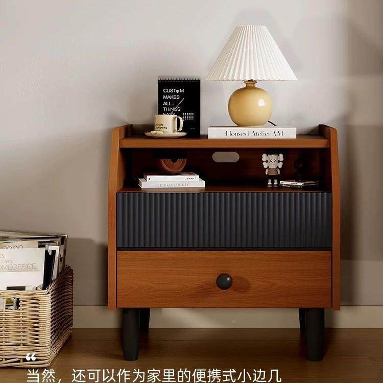 复古实木物客厅床头柜家屉用床边收纳储柜小型迷你卧双室抽床边柜