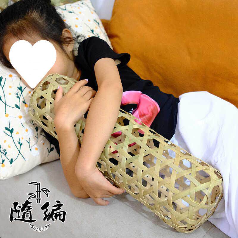 竹夫人抱枕夹膝抱节竹编工枕君头纯手制作成人儿竹童夏日GPL纳凉