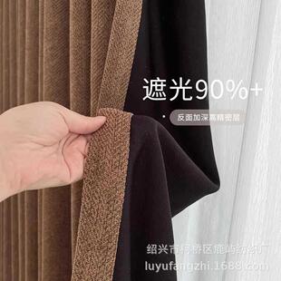 336椿野窗帘02中4新款古风窗帘棉麻美拉德风窗帘橄榄窗帘绿卧室客