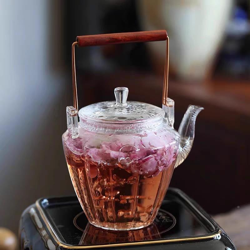 壶提梁壶日式复古铜棱纹柄凌壶冰家用烧水煮078茶高颜值泡茶壶