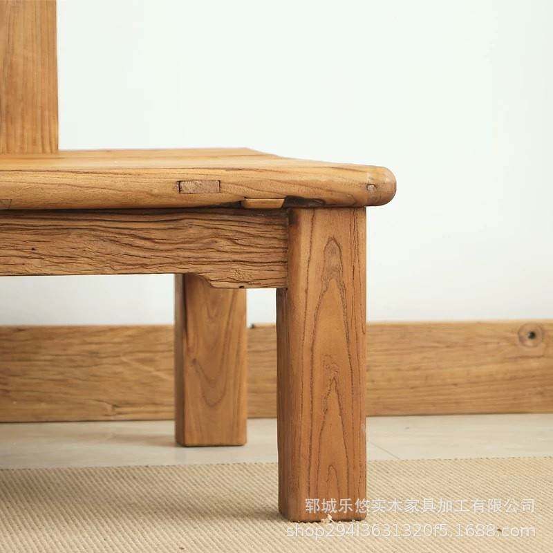 老榆木门板禅椅 纯实木原沙发椅 打坐椅茶室家具家用小户型椅家用