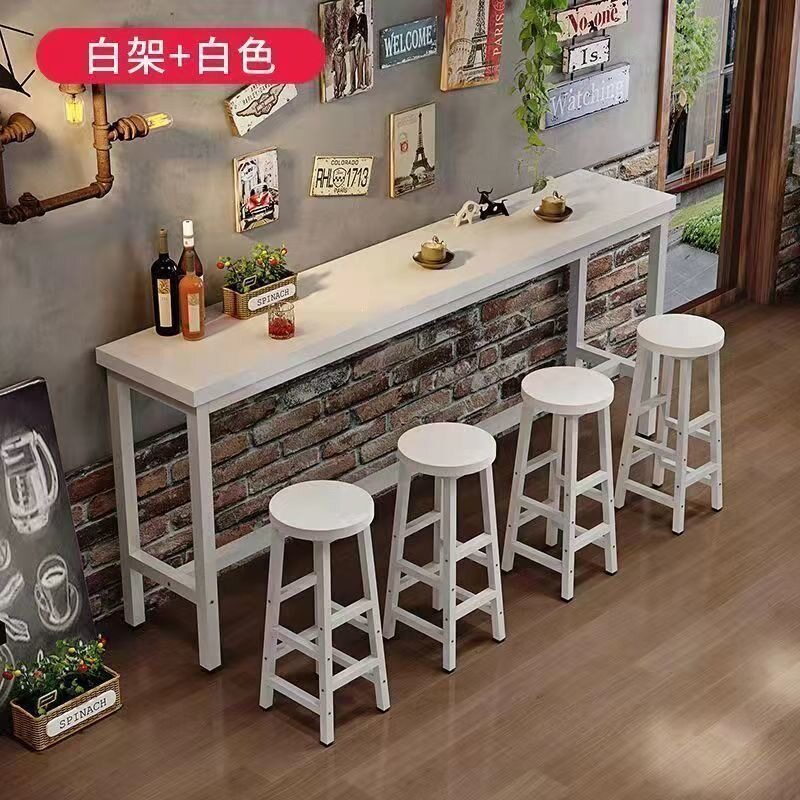工业风吧台桌子复古铁艺高脚桌家用吧台餐边柜一体吧台桌椅组合套