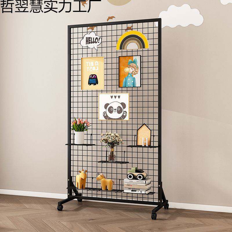落地网格置物架立体移动照片墙摄影书画收纳饰品幼儿园作品展示架