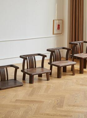 0J中式实木小子椅子椅茶子小凳家用靠背扶手IGV椅矮阳台休闲几椅