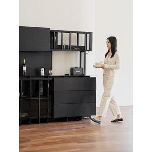 A10直岛柜餐柜奢子黑边FCG032W0色靠墙一体厨房实木轻感岩L板储物