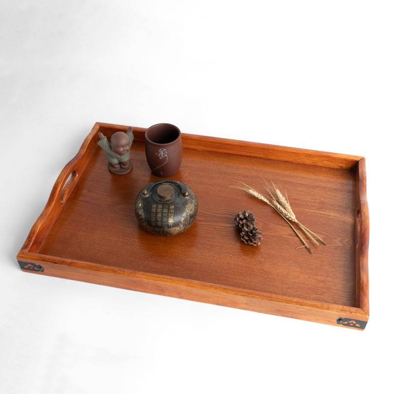 大号手提木托盘长方形日式木茶盘点心盘酒店木盘子