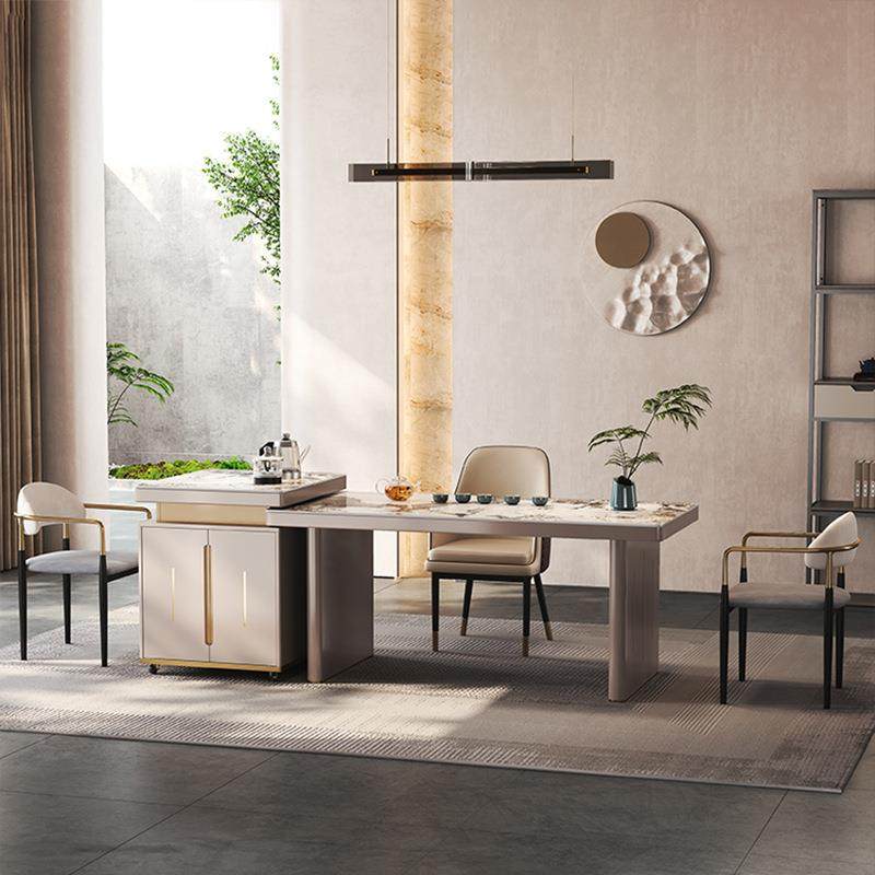 新中体式桌全套台简约家用岩板茶桌自动茶茶台NUN一烧水茶几客茶