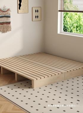 实木日米式榻榻床落地式出租折叠床架架现代双人房排骨卧室OMJ木