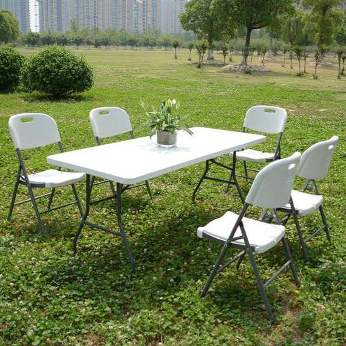 折叠桌摆工摊桌便XJM-Z240携式简约户外吃6饭桌餐椅FT吹桌塑折叠