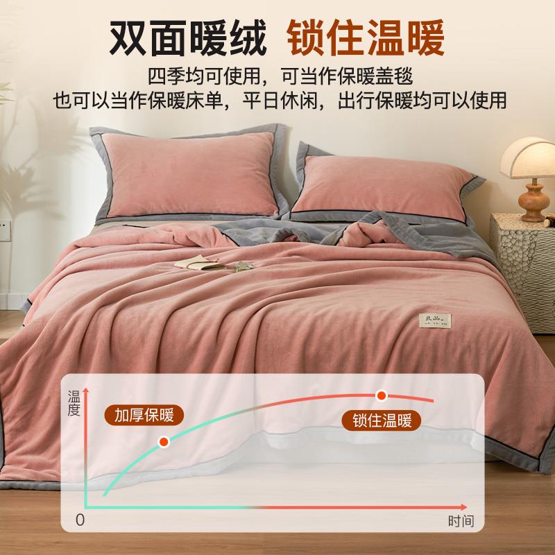 瑚纯色毛沙GT202409发毯加厚冬季办公室睡沙发毯子盖毯珊法兰午绒