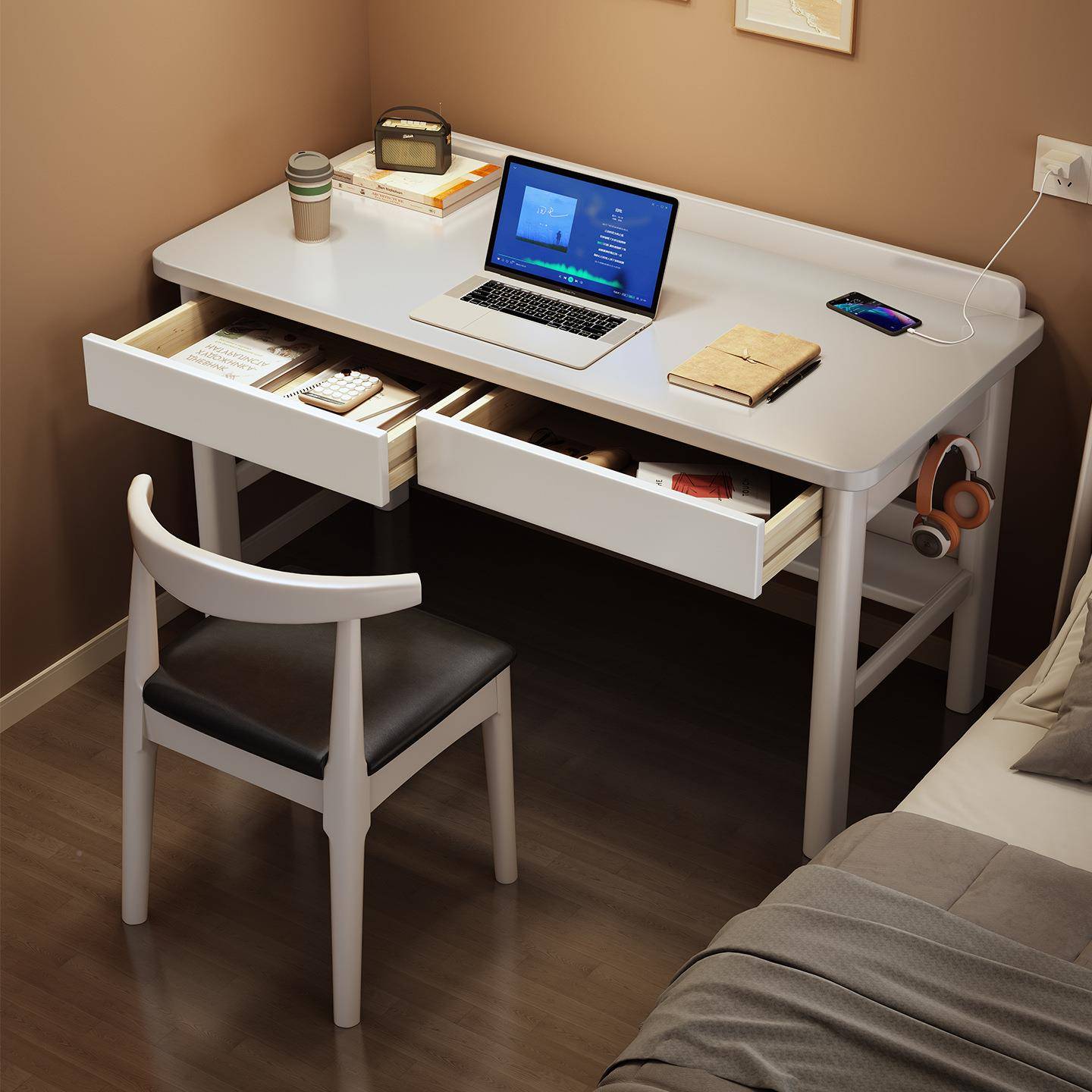 实脑木书桌40A26边/60桌子简桌易家用学生学习小户型床窄书桌电桌