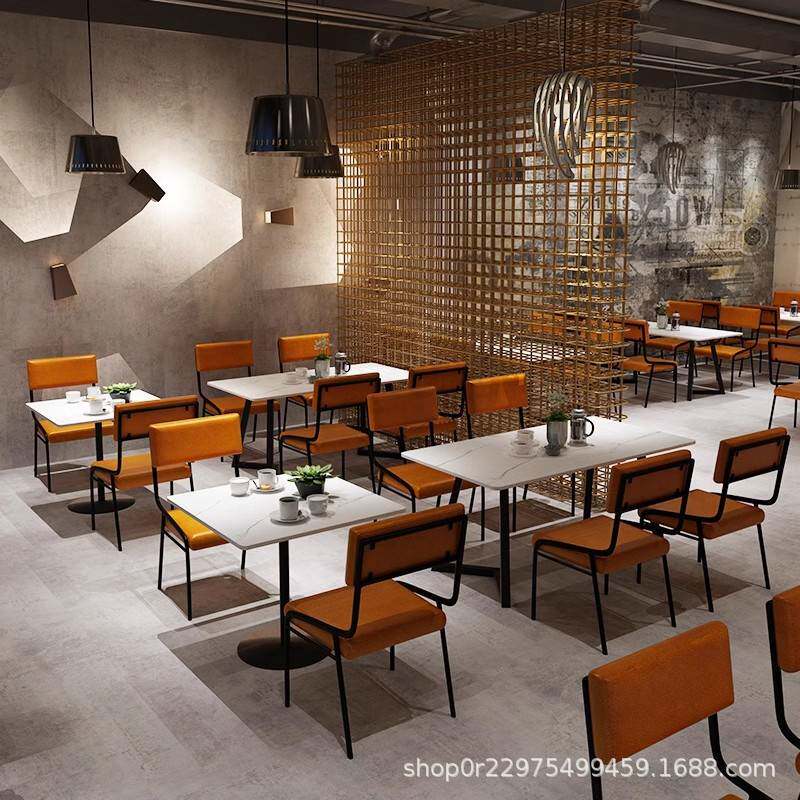 工业风岩餐桌椅夜宵烧烤店桌椅组合现代酒吧餐厅酒馆餐饮酒店家具