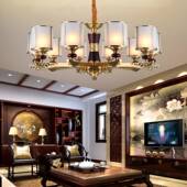 新中灯木式 吊灯全铜客厅灯餐厅134实枝大气形卧室吊灯饰简约别墅