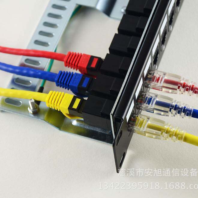 六类直通式24口配线架 RJ45水晶头直插 带后理线托架