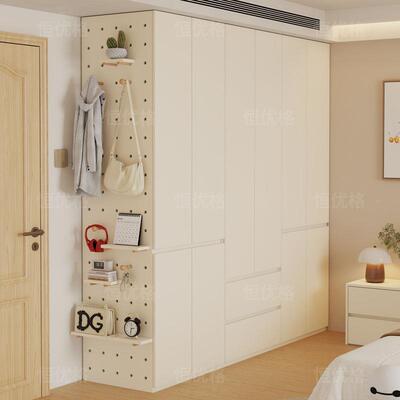 实木欧松板衣新款024爆衣款洞洞板HCC柜家用卧室柜主2卧免拉手