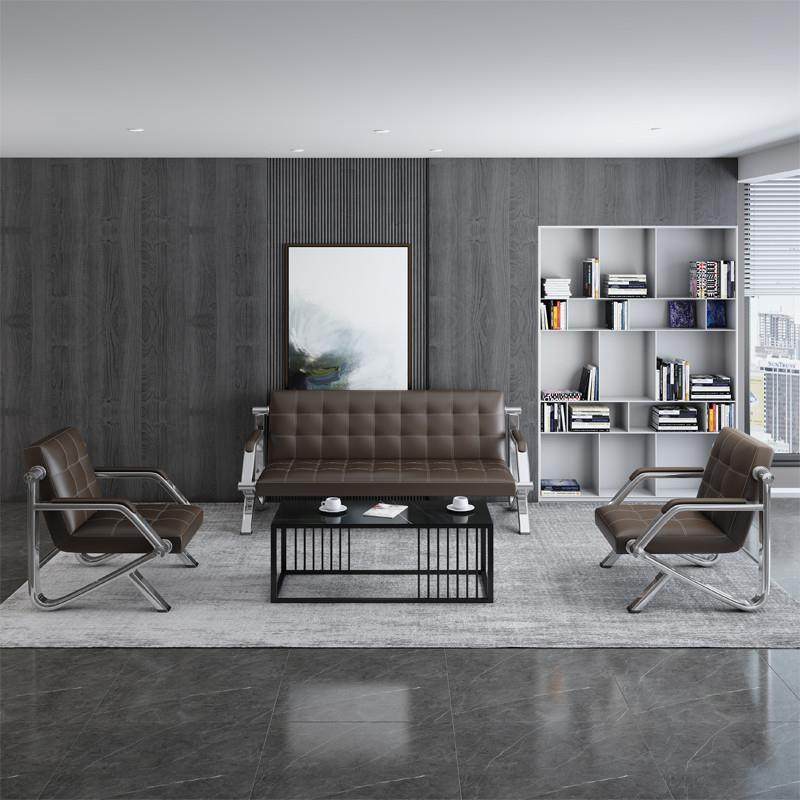 简三人客位沙发茶几组合会易商办公室沙发接待室简约Jn3NIunx现代