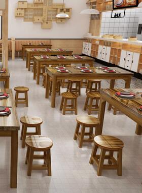 烤快早餐小吃店面馆餐桌椅椅烧店餐馆碳化TWM桌椅实木餐桌饭店组