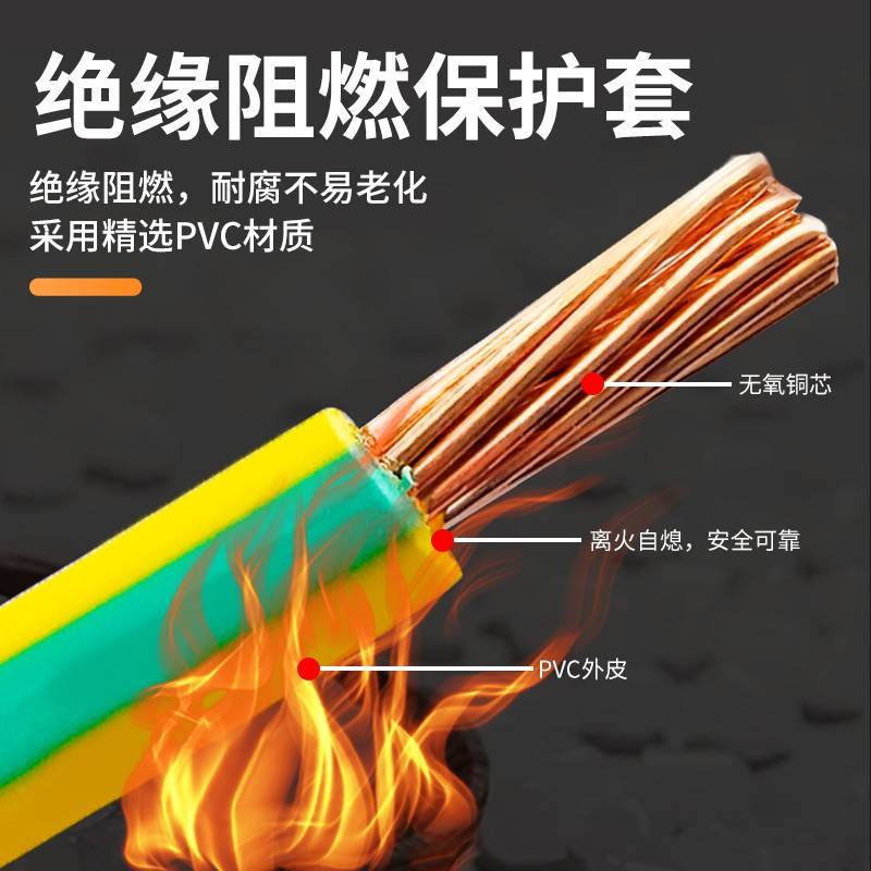 黄绿双色光伏接地线桥架软铜线机房设备跨接线2.5/4/6平方BVR