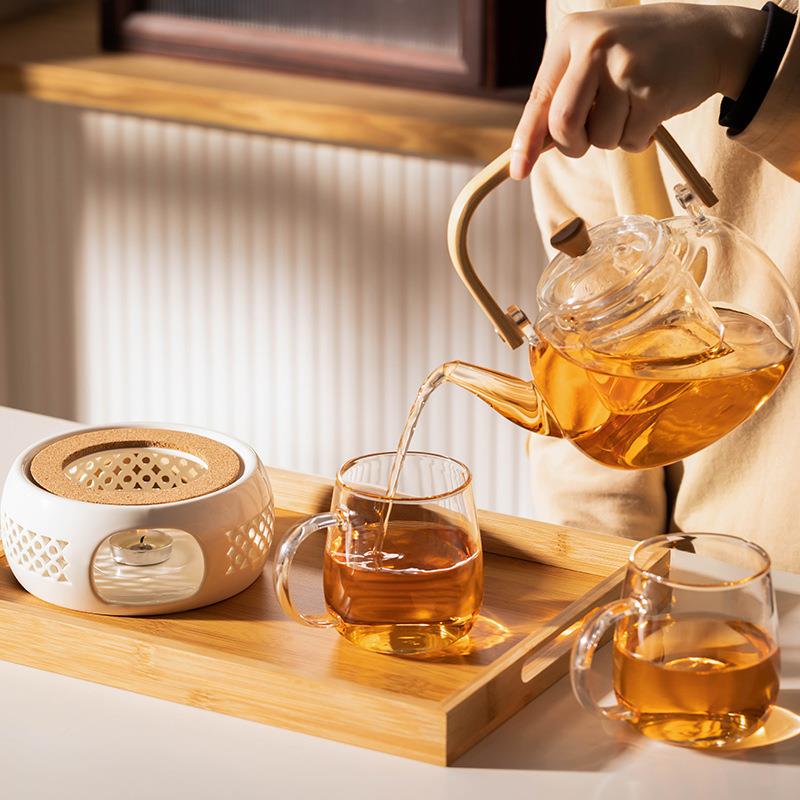 花茶保温热暖蜡烛台茶炉耐煮茶壶烛台茶壶套tb-67890装玻璃蜡烛器