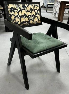 法式中背古风椅黑色扶手靠围迪RVF椅红爆网款高颜值餐椅昌加尔家用椅