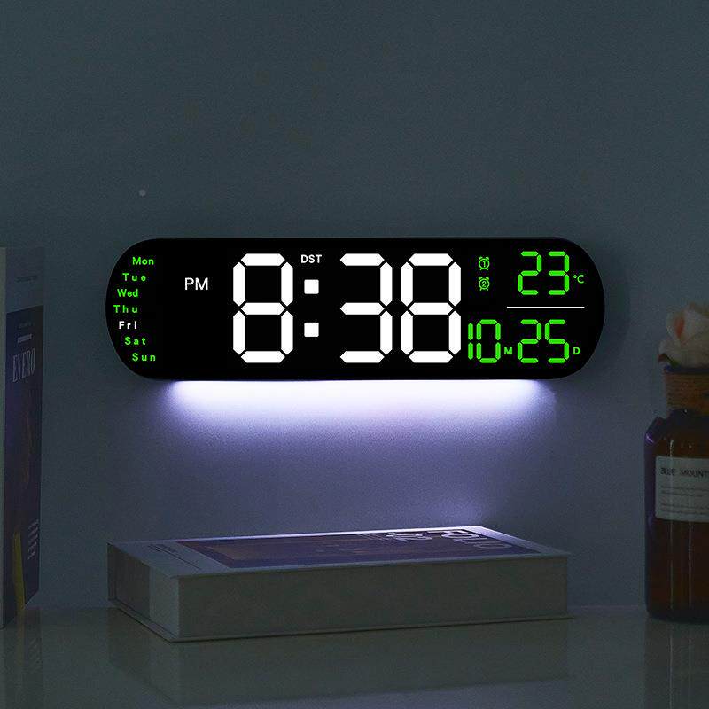 闹跨境创钟能意新品挂钟多功时钟客厅表大屏LE6651D数字钟计时665