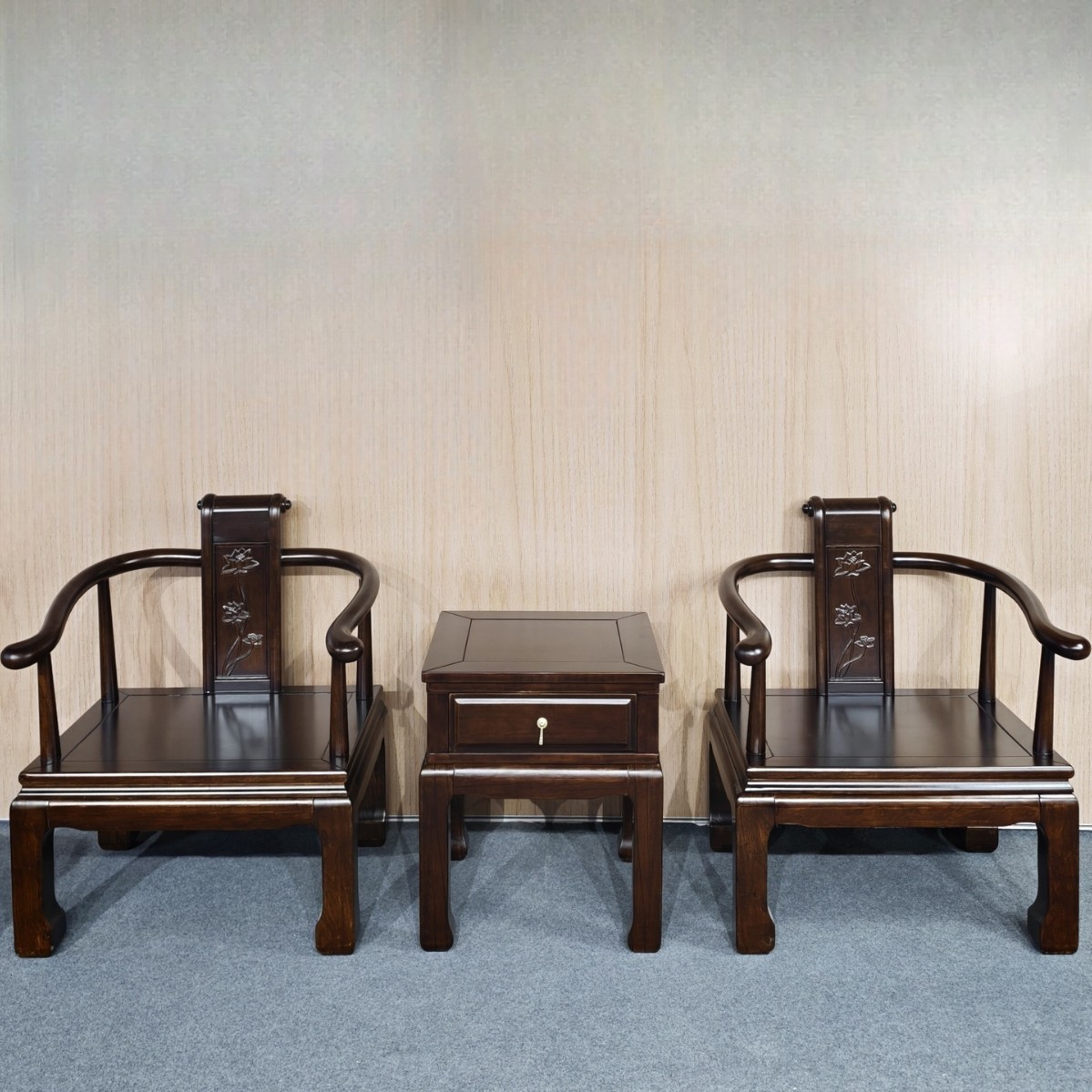 乌金木围椅沙发太师椅圈椅三件套客厅阳台泡茶中式家具中古风